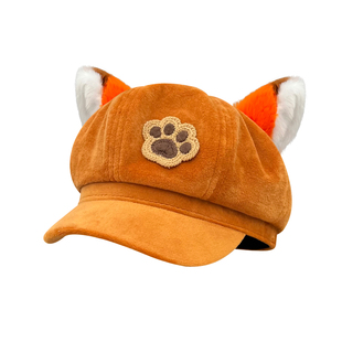 动漫周边cos狐狸尼克朱迪八角帽子装饰拍照可爱毛绒显脸小画家帽