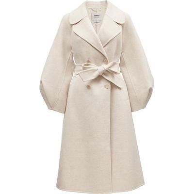 ONLY优雅复古双排扣长款毛呢大衣