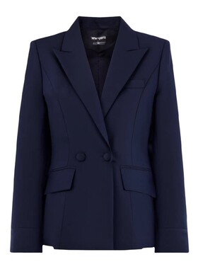 蓝色西装套装女士职业正装公务员面试小个子双排扣西服外套工作服