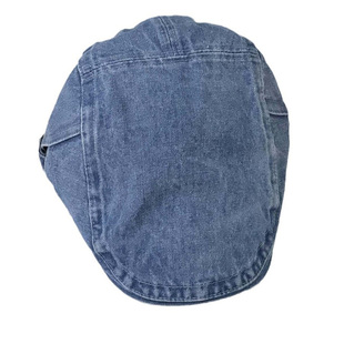 复古可水洗蓓蕾帽男女帽子秋冬牛仔贝雷帽可调节女款大头围前进帽