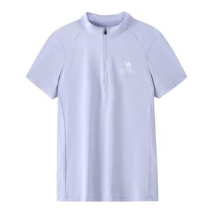 骆驼女装短袖T恤女夏季新款冰丝透气防晒休闲骑行运动立领上衣女