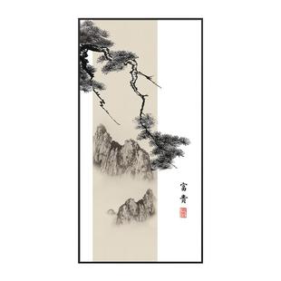 盈浩新中式花鸟玄关装饰画中国风水墨山水画走廊过道墙面装饰挂画