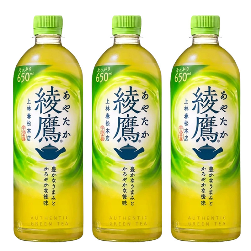 绫鹰系列绿茶 日本进口可口可乐浓郁绿茶浓味玉露茶饮料650ml日式