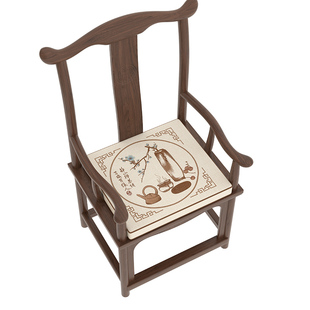 中式禅茶绣花棉麻椅子垫可拆洗方形坐垫古典茶道茶椅垫可定做