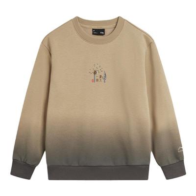 李宁卫衣男童冬季运动生活系列加绒宽松套头无帽卫衣YWDT285-B品