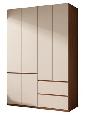 实木生态板衣柜卧室家用中古风平开门儿童衣橱出租房用小户型柜子