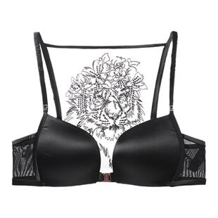 LizaCheng虎元素系列无钢圈文胸中厚款光面前扣美背内衣女LB00082