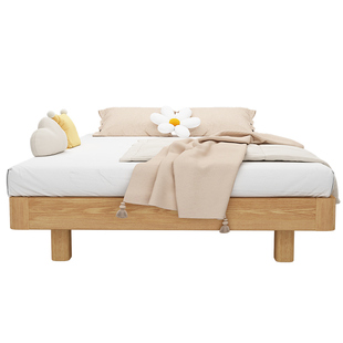 家用实木床1米5x2米的床双人床2025新款无床头实木床不占地方的床