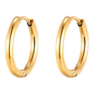 KREAM 镀18K金 耳环男女情侣简约素耳圈高级耳钉嘻哈潮流