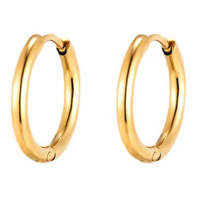 KREAM 镀18K金 耳环男女情侣简约素耳圈高级耳钉嘻哈潮流