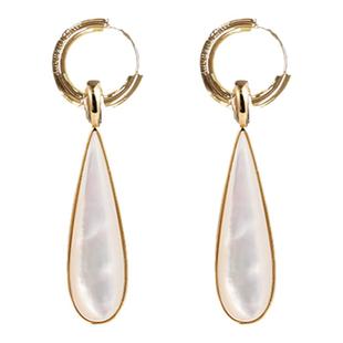 SOFTROOM新中式双面水滴天然母贝黑贝耳环素圈小众简约设计高级感