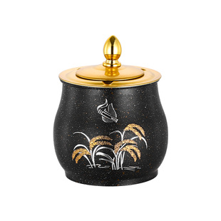 创意不锈钢烟灰缸家用客厅高级感办公室高端大气带盖漏斗桌面收纳