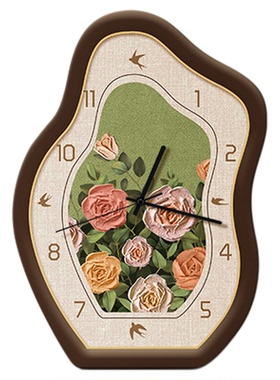 玫瑰花卉中古风桌面时钟摆台