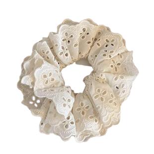 儿童丸子头大肠发圈女童甜美双层白色蕾丝发圈扎头发皮筋发绳头饰