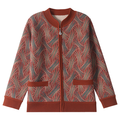 妈妈款冬外套洋气高贵50多岁中老年女秋冬大码加绒加厚开衫上衣服