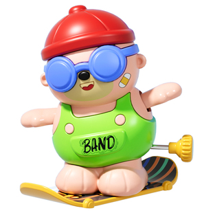 发条玩具婴幼儿网红益智学爬会跑的3可动旋转6嘻哈熊早教上链玩具