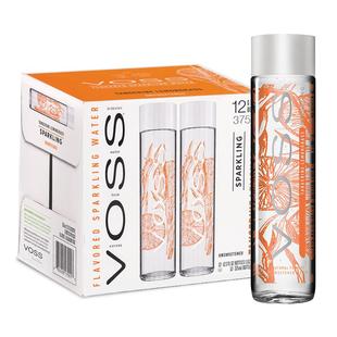 VOSS芙丝挪威进口气泡水饮料0糖0卡苏打水375ml*12瓶高端玻璃瓶