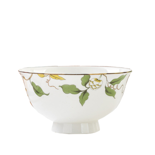 唐山骨瓷4.5英寸高足碗高脚防烫手4.5米饭碗五福临门饭碗小汤碗