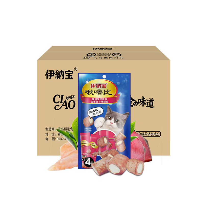 伊纳宝ciao啾噜比猫咪零食喂药猫条酥皮夹心软肉营养猫饼干24包