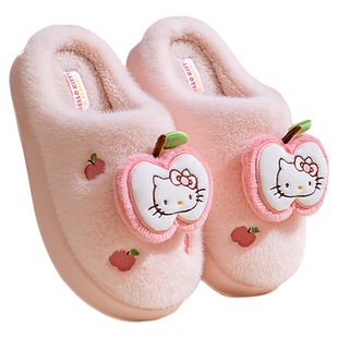 hellokitty凯蒂猫棉拖鞋女秋冬季2025新款保暖室内家居防滑女款毛