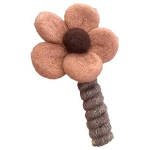 显发量多~可爱编发神器秋冬花朵电话线发圈毛线头绳2025新款高端