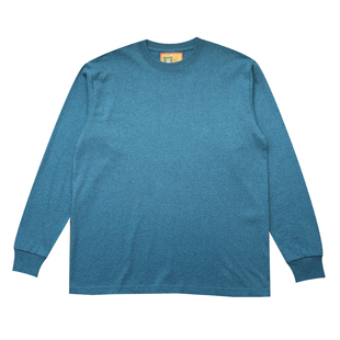 秋季新款蓝染indigo水洗日系复古美式休闲重磅长袖T恤百搭上衣潮