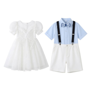 六一儿童演出服女童白色公主蓬蓬裙礼服幼儿园毕业照典礼表演服装