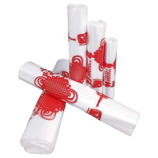 加厚耐用白色中国结塑料袋批发超市商用家用购物方便袋外卖打包袋