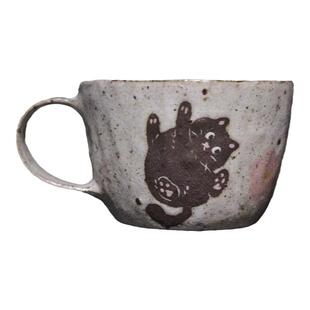 春辰猫咪咖啡杯景德镇手作陶瓷猪口杯蛋杯拿铁拉花手绘高温釉下彩