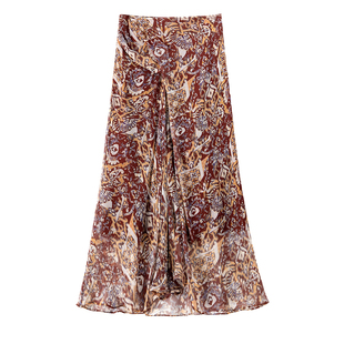 BANANA CICI2026年夏季新款复古小众文艺松弛感斜裁鱼尾雪纺半裙