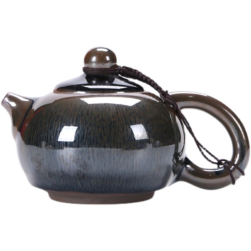 福建铁胎窑变兔毫大号西施壶茶具