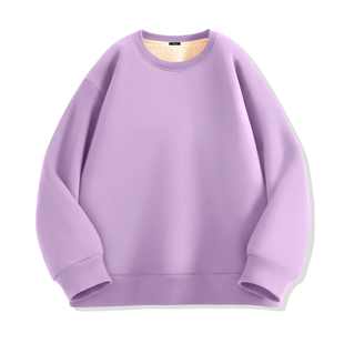 名创优品加绒女款卫衣冬季2026新款加厚羊羔绒保暖女士圆领上衣D