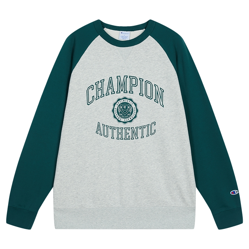 张远同款Champion冠军插肩袖圆领卫衣男2025秋季新款撞色女情侣红