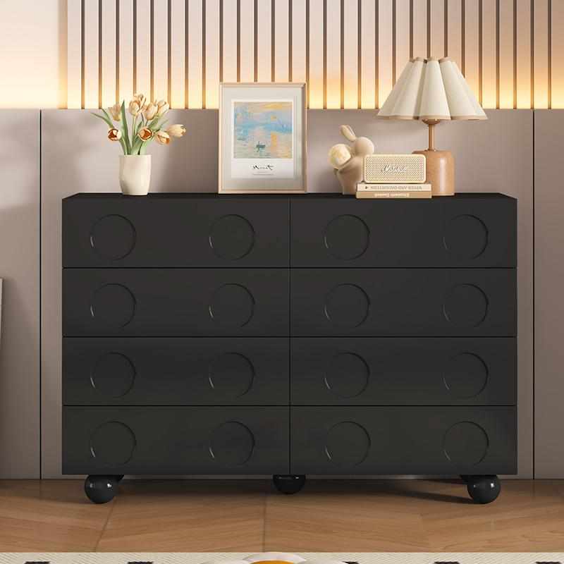 黑色五斗柜客厅抽屉式储物柜靠墙置物柜六八斗柜收纳柜卧室床尾柜