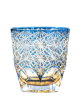 AURA'S江户切子蓝雏菊手工水晶杯