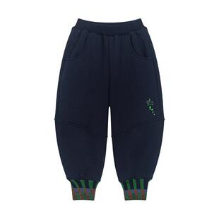 马拉丁儿童裤子25冬装新款男童女童大童罗纹萝卜裤加绒针织长裤