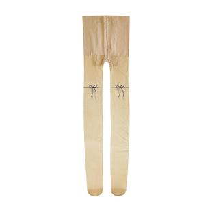 蝴蝶结印花丝袜春夏超薄打底袜防勾丝连裤袜子女性感字母纹身黑丝