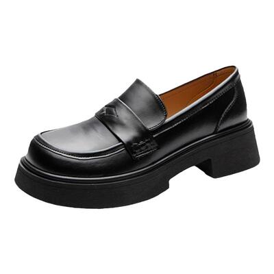 香脉LX22356粗跟乐福鞋学院风