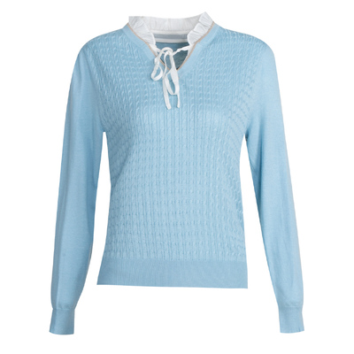 针织衫EMOO杨门系带领套头