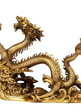 黄铜工艺品步步高龙抬头摆件家居饰品商务开业生日礼品祥云龙