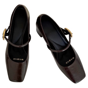 大尧大姚女鞋家高跟鞋女款夏季新款粗跟单鞋百搭玛丽珍小皮鞋7238