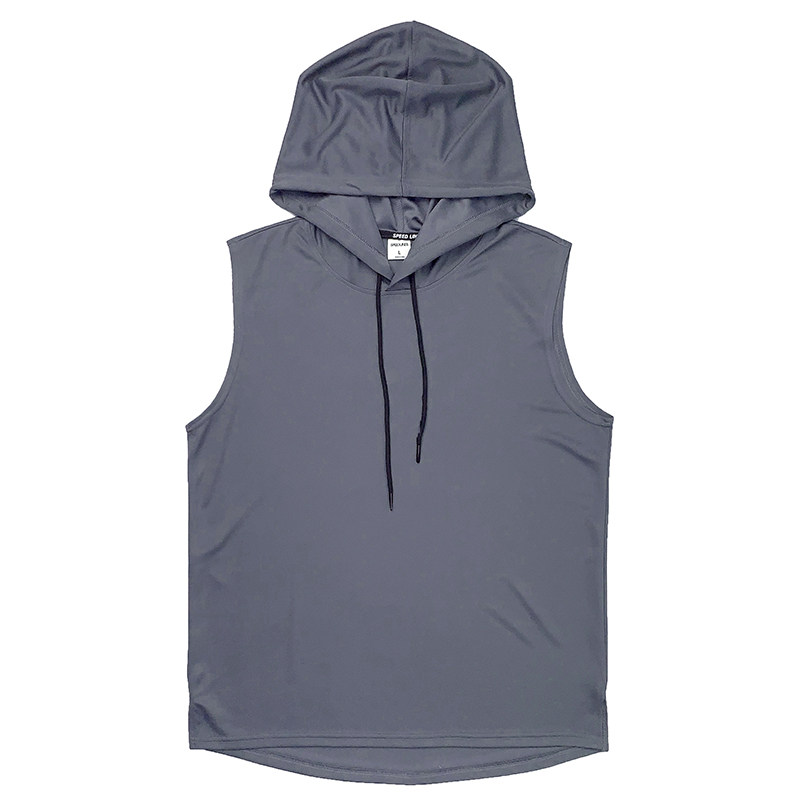篮球连帽训练服无袖背心男