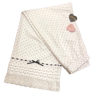 桃嘟/ 波尔图情书早秋日系波点直筒长裤重工穿带花边宽松百搭裤子