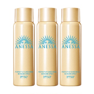 【下拉领淘金币更优惠】ANESSA/安热沙金灿倍护防晒喷雾60g*3瓶