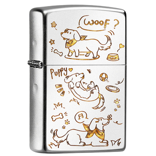 zippo打火机深雕快乐小狗之宝官方正品diy刻字男士生日礼物送男友