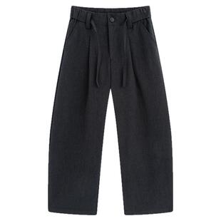 流石男装阔腿弯刀裤2026年春秋季男生抽绳宽松时尚镰刀休闲长裤子