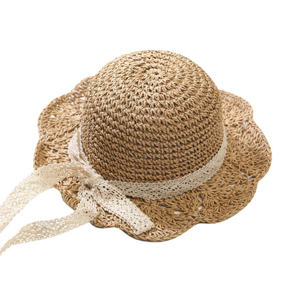 夏天女孩1-2蝴蝶结清新防晒草帽