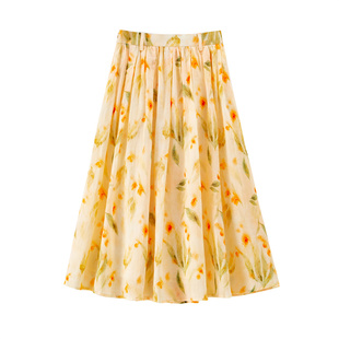 【100%苎麻】BANANA CICI2025年夏季新款欧若风度假轻薄透气半裙