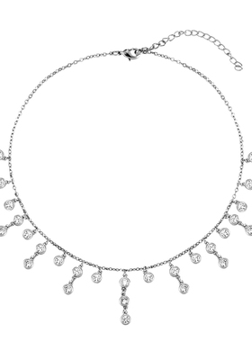 ms情绪波动镀白金小众女短款闪钻