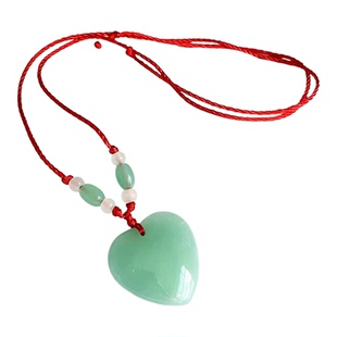 琉璃原石头绿玉项链 韩版个性创意大心形吊坠 可定制刻字爱心饰品